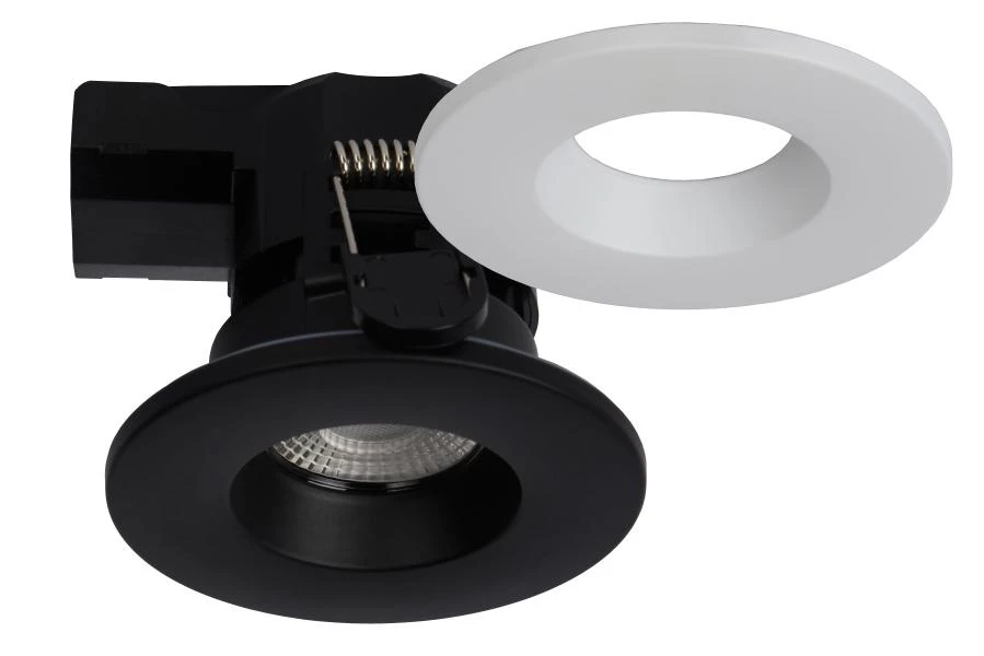Lucide BINKY LED - Inbouwspot Badkamer - Ø 8,8 cm - LED Dimb. - 1x6,5W 3000K - IP65 - Zwart - uit